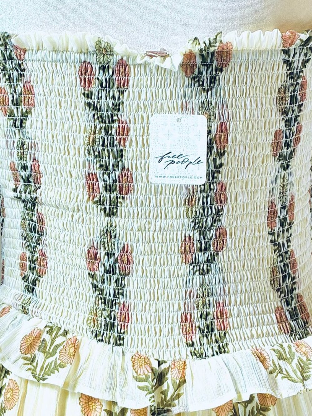 Free People Alejandro Floral Midi Dress in Yellow & Green (L) New With Tag - Picture 12 of 13